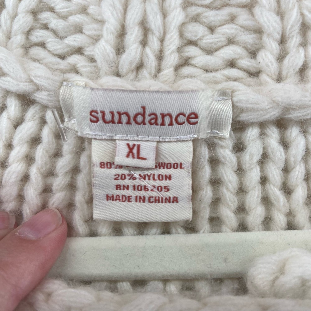 Sundance Cream Cardigan Size XL Lambswool Blend dry clean only - Picture 2 of 6